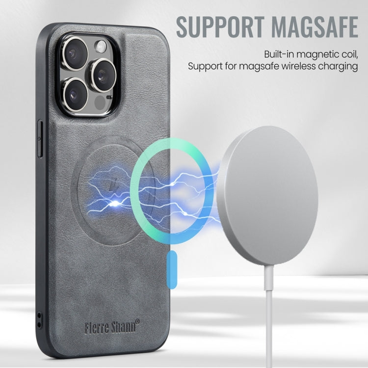 For iPhone 12 Pro Max Fierre Shann Cowhide Vertical Flip Magnetic Card Holder Phone Case