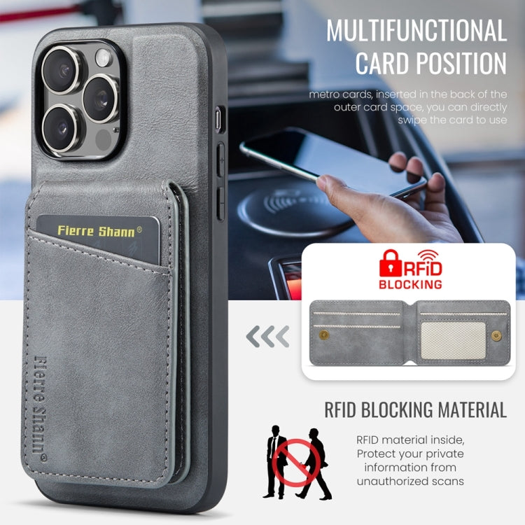 For iPhone 12 Pro Max Fierre Shann Cowhide Vertical Flip Magnetic Card Holder Phone Case