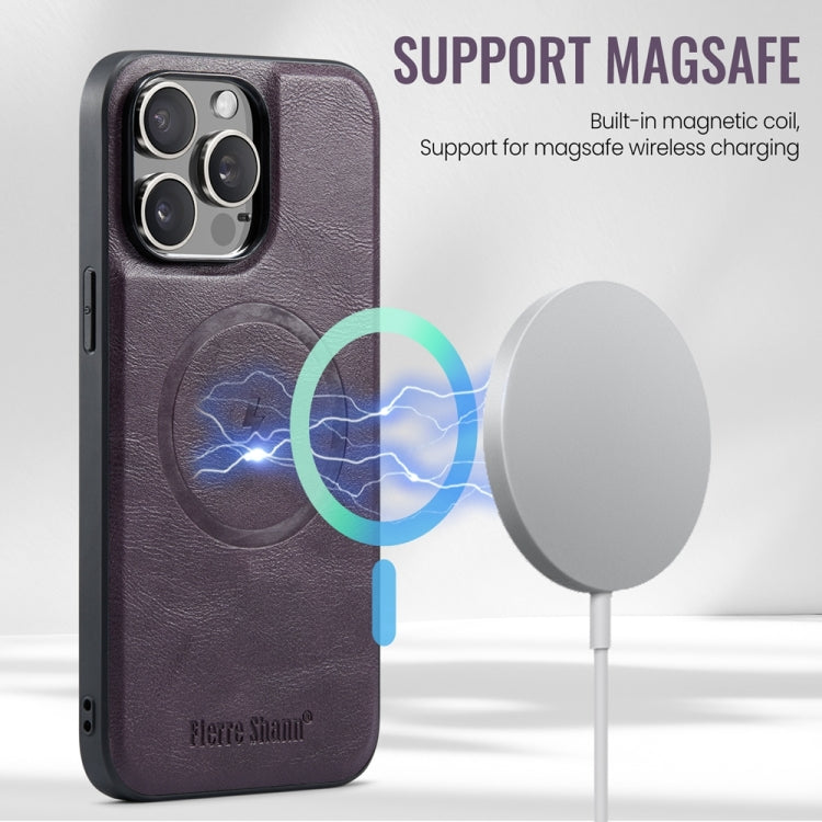 For iPhone 12 Pro Max Fierre Shann Cowhide Vertical Flip Magnetic Card Holder Phone Case