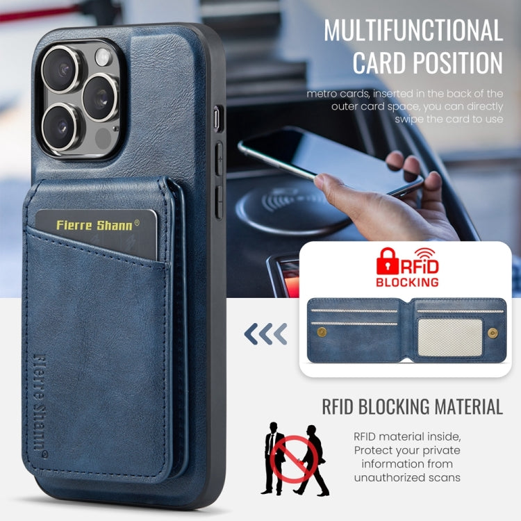 For iPhone 12 Pro Fierre Shann Cowhide Vertical Flip Magnetic Card Holder Phone Case