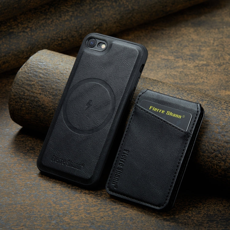 For iPhone SE 2022 / SE 2020 / 8 / 7 Fierre Shann Cowhide Vertical Flip Magnetic Card Holder Phone Case