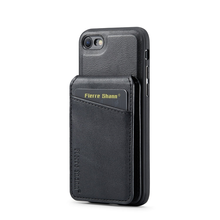 For iPhone SE 2022 / SE 2020 / 8 / 7 Fierre Shann Cowhide Vertical Flip Magnetic Card Holder Phone Case
