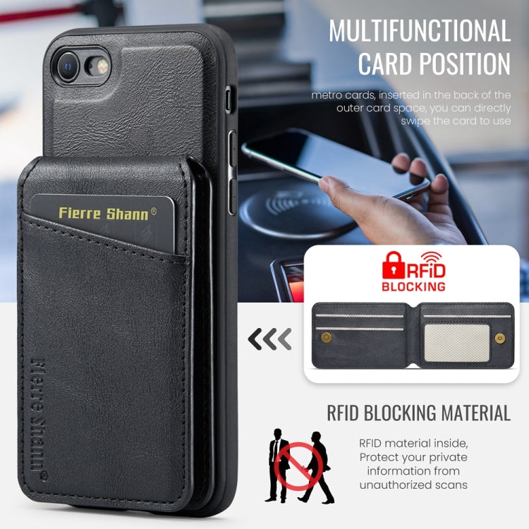 For iPhone SE 2022 / SE 2020 / 8 / 7 Fierre Shann Cowhide Vertical Flip Magnetic Card Holder Phone Case