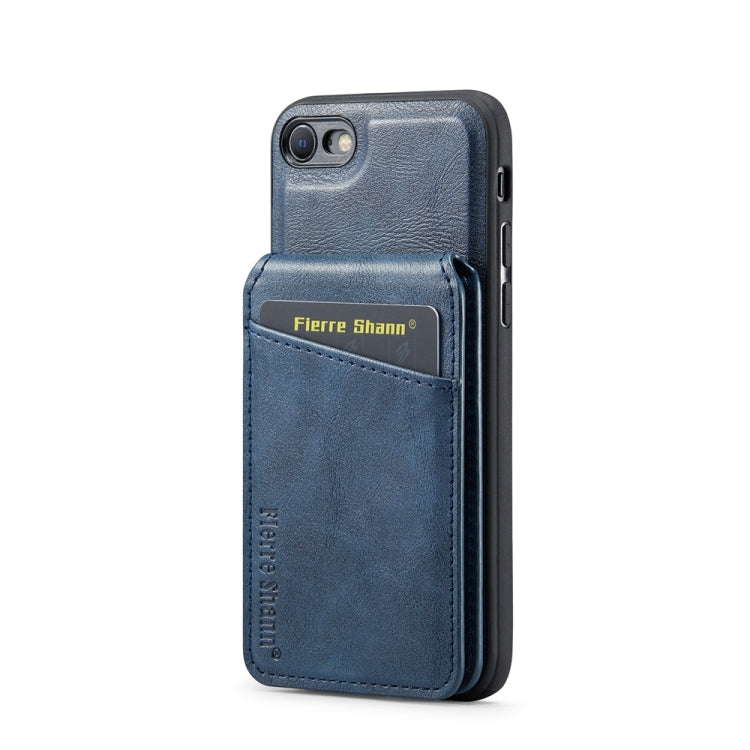 For iPhone SE 2022 / SE 2020 / 8 / 7 Fierre Shann Cowhide Vertical Flip Magnetic Card Holder Phone Case