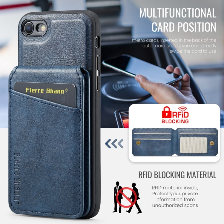 For iPhone SE 2022 / SE 2020 / 8 / 7 Fierre Shann Cowhide Vertical Flip Magnetic Card Holder Phone Case