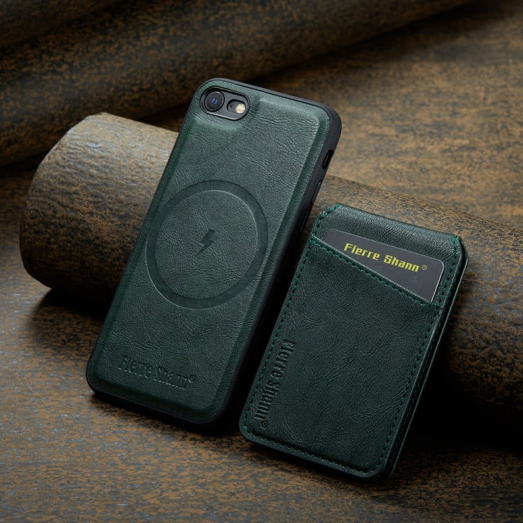 For iPhone SE 2022 / SE 2020 / 8 / 7 Fierre Shann Cowhide Vertical Flip Magnetic Card Holder Phone Case