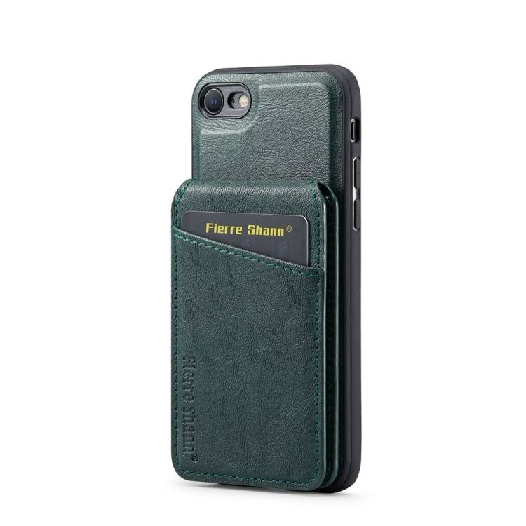 For iPhone SE 2022 / SE 2020 / 8 / 7 Fierre Shann Cowhide Vertical Flip Magnetic Card Holder Phone Case