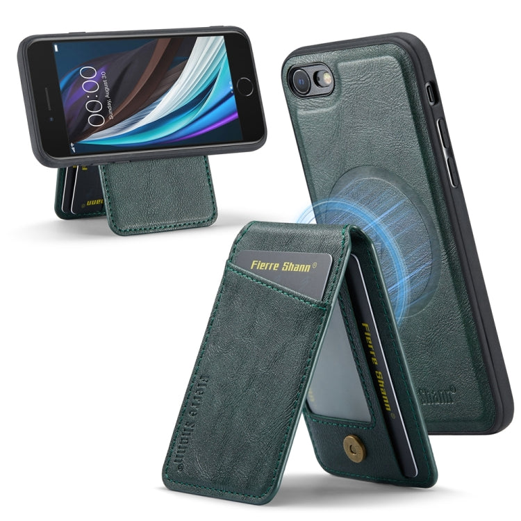 For iPhone SE 2022 / SE 2020 / 8 / 7 Fierre Shann Cowhide Vertical Flip Magnetic Card Holder Phone Case