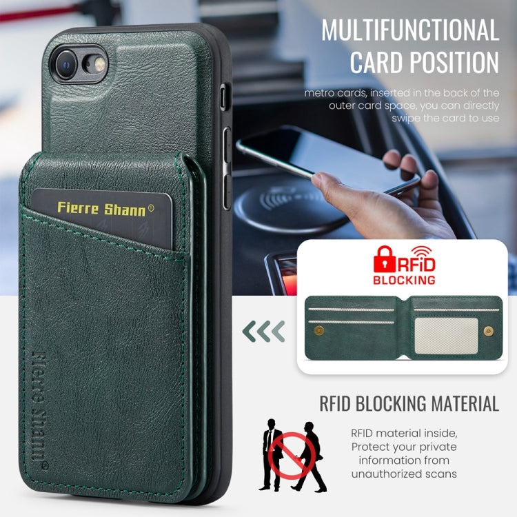 For iPhone SE 2022 / SE 2020 / 8 / 7 Fierre Shann Cowhide Vertical Flip Magnetic Card Holder Phone Case