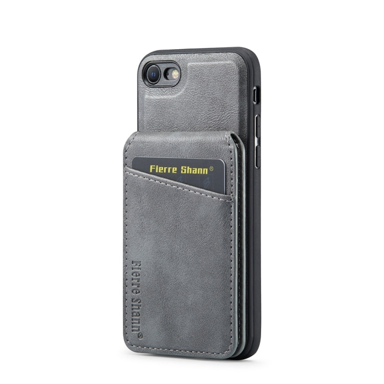 For iPhone SE 2022 / SE 2020 / 8 / 7 Fierre Shann Cowhide Vertical Flip Magnetic Card Holder Phone Case