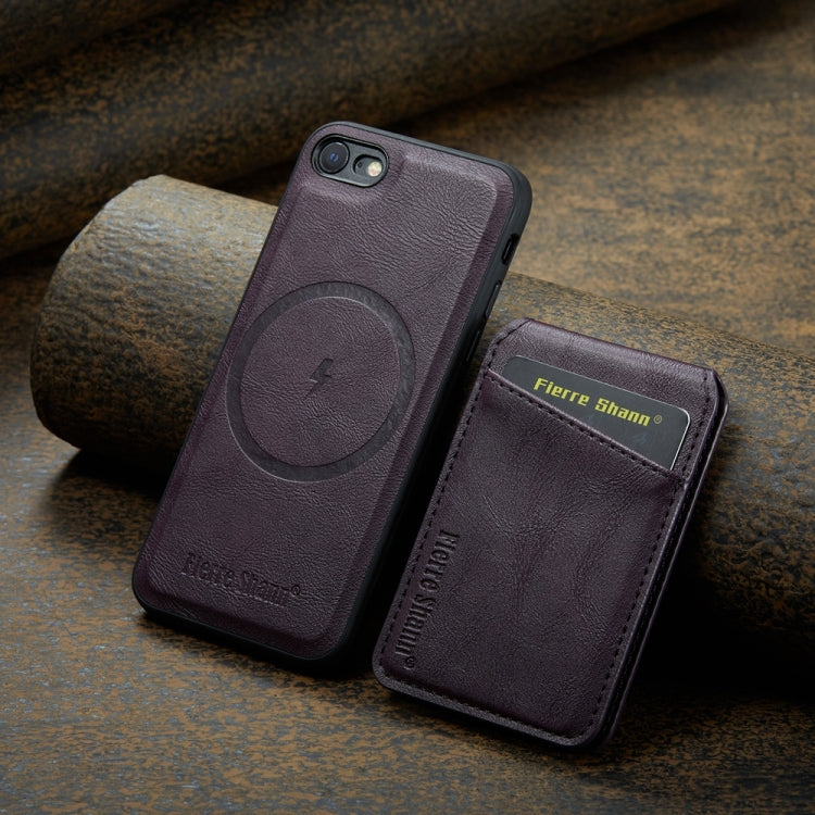For iPhone SE 2022 / SE 2020 / 8 / 7 Fierre Shann Cowhide Vertical Flip Magnetic Card Holder Phone Case