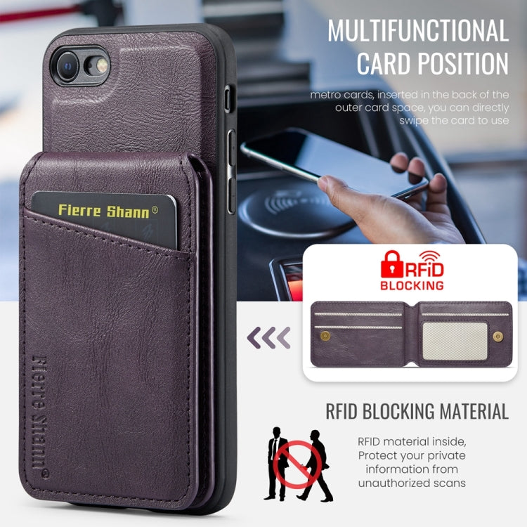 For iPhone SE 2022 / SE 2020 / 8 / 7 Fierre Shann Cowhide Vertical Flip Magnetic Card Holder Phone Case