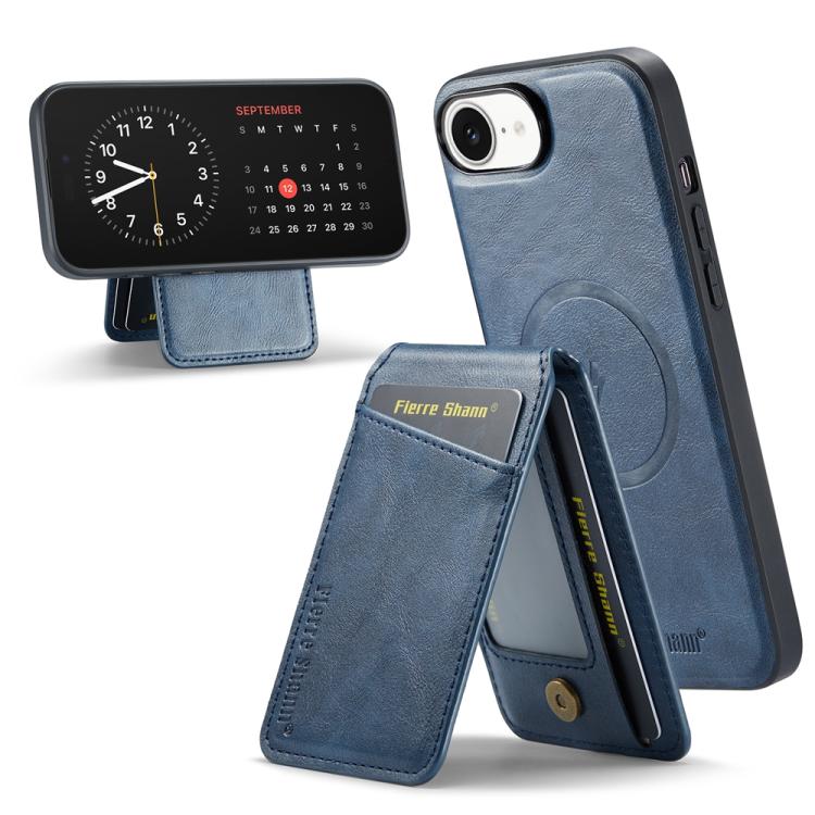 For iPhone 17e / 16e Fierre Shann Cowhide Vertical Flip Magnetic Card Holder Phone Case