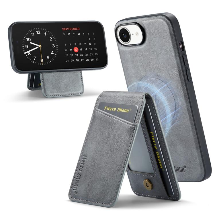 For iPhone 17e / 16e Fierre Shann Cowhide Vertical Flip Magnetic Card Holder Phone Case