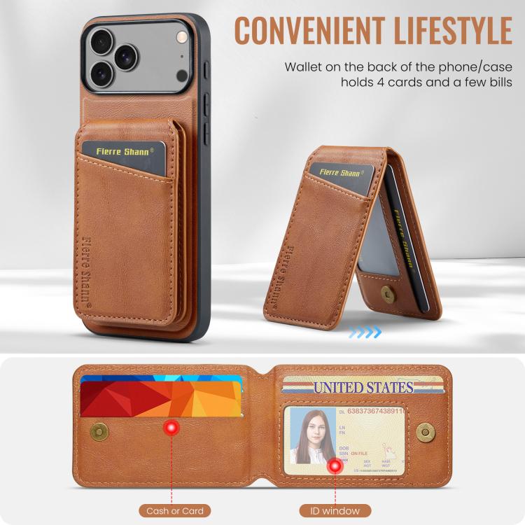 For iPhone 17 Pro Max Fierre Shann Cowhide Vertical Flip Magnetic Card Holder Phone Case