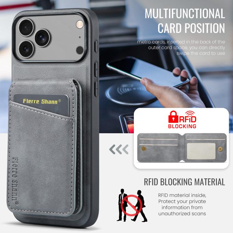 For iPhone 17 Pro Max Fierre Shann Cowhide Vertical Flip Magnetic Card Holder Phone Case