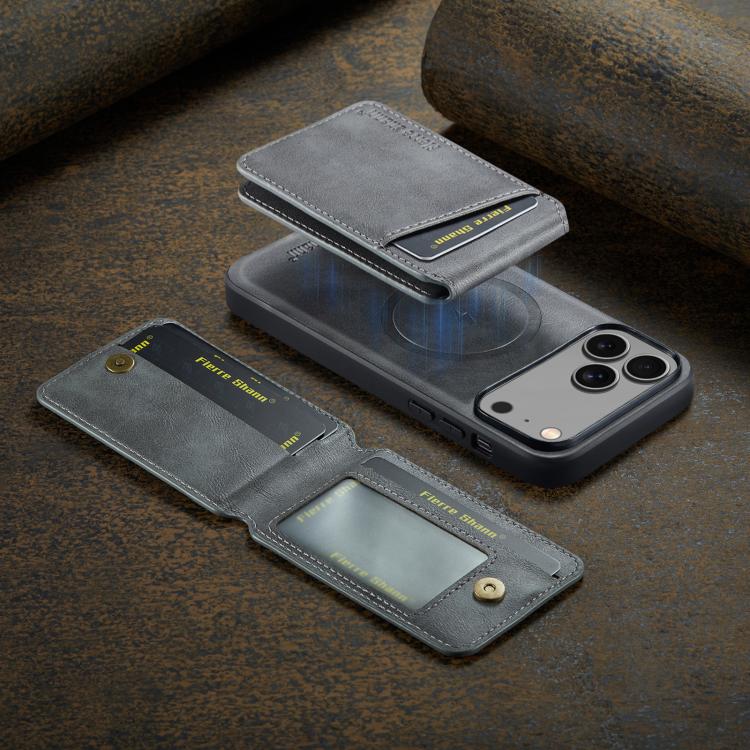 For iPhone 17 Pro Max Fierre Shann Cowhide Vertical Flip Magnetic Card Holder Phone Case