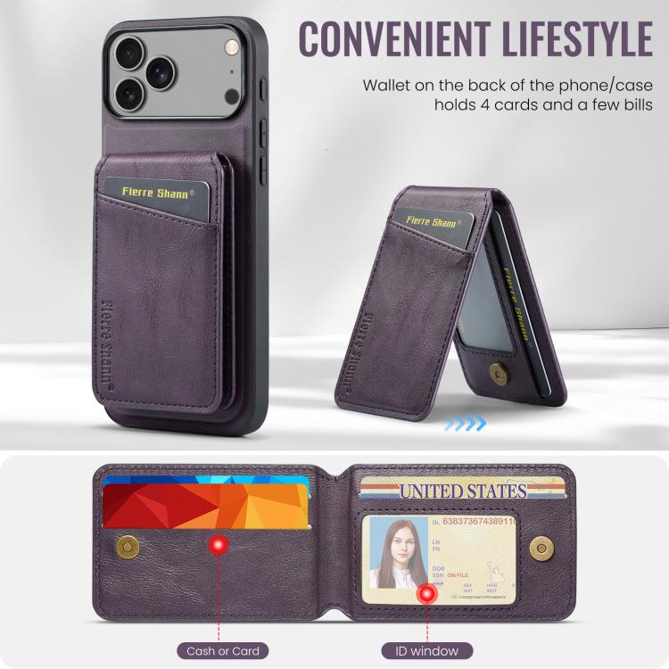 For iPhone 17 Pro Max Fierre Shann Cowhide Vertical Flip Magnetic Card Holder Phone Case