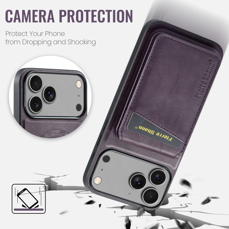 For iPhone 17 Pro Max Fierre Shann Cowhide Vertical Flip Magnetic Card Holder Phone Case