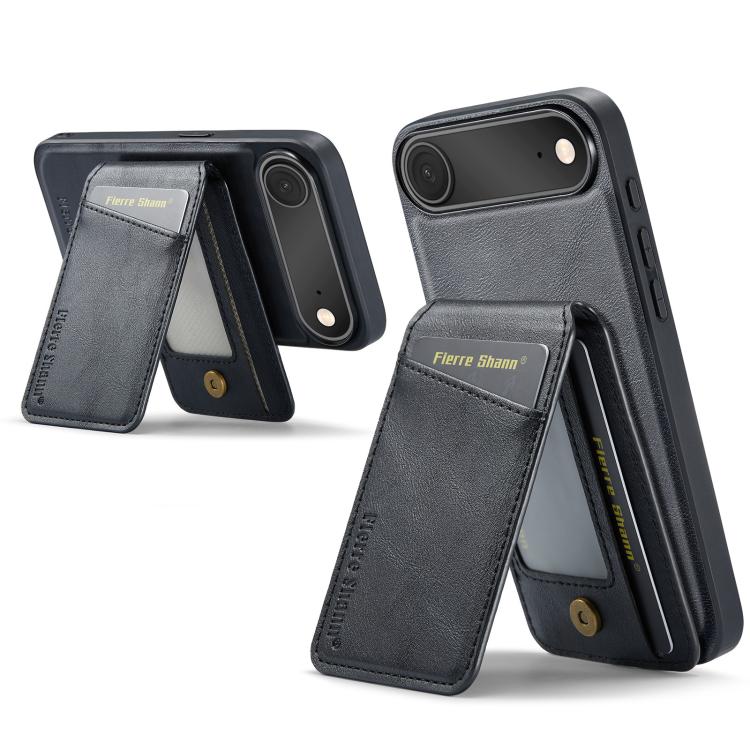 For iPhone Air Fierre Shann Cowhide Vertical Flip Magnetic Card Holder Phone Case