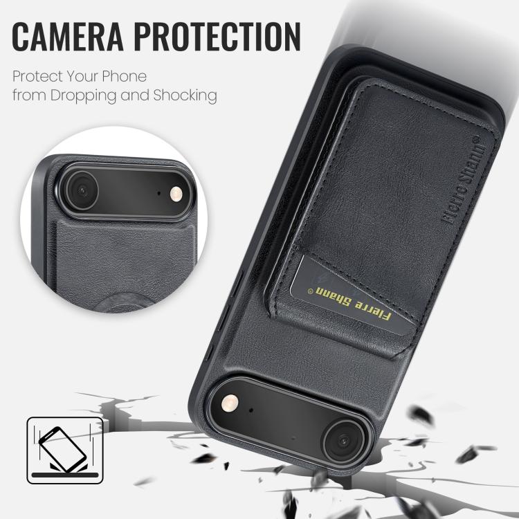 For iPhone Air Fierre Shann Cowhide Vertical Flip Magnetic Card Holder Phone Case