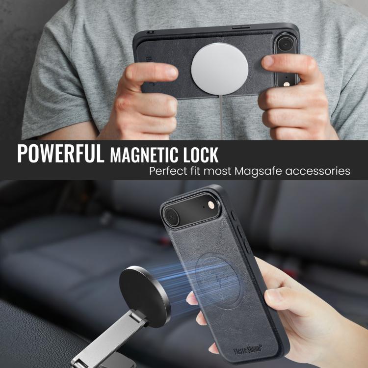 For iPhone Air Fierre Shann Cowhide Vertical Flip Magnetic Card Holder Phone Case