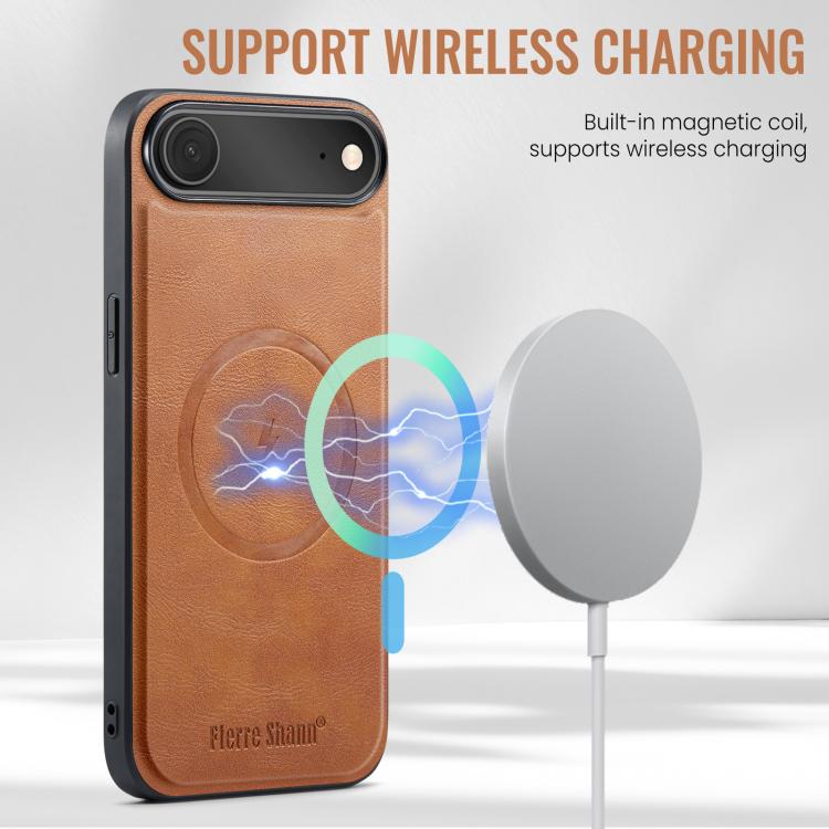 For iPhone Air Fierre Shann Cowhide Vertical Flip Magnetic Card Holder Phone Case
