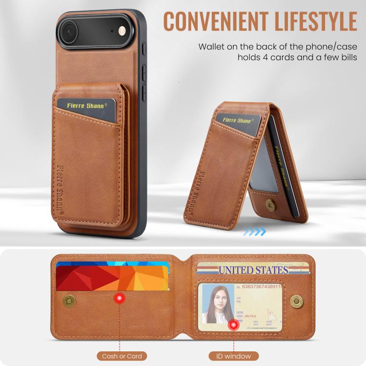 For iPhone Air Fierre Shann Cowhide Vertical Flip Magnetic Card Holder Phone Case