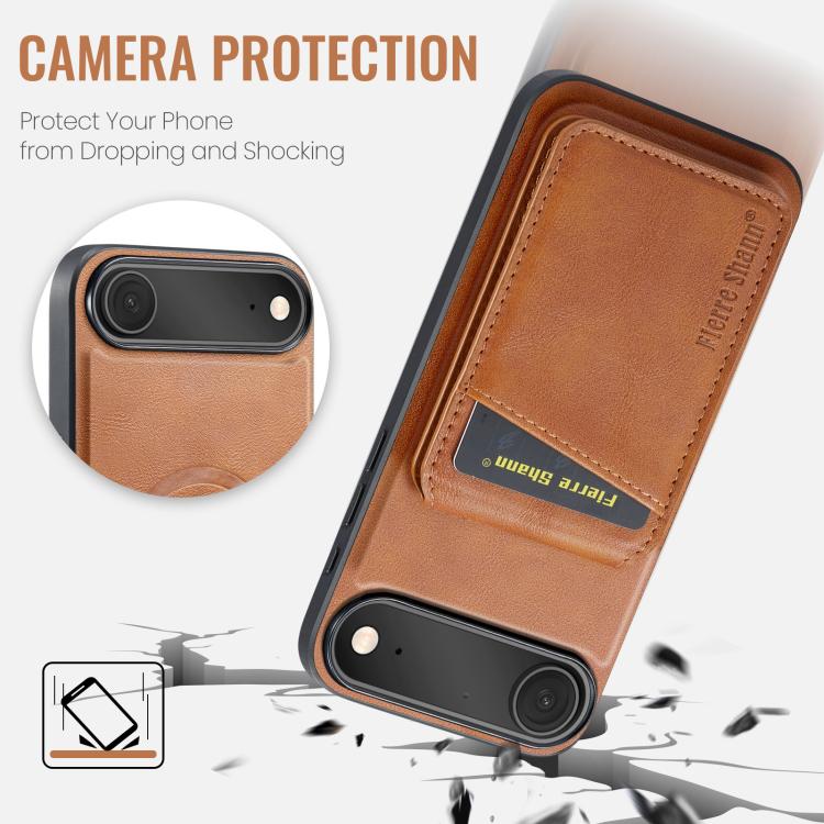 For iPhone Air Fierre Shann Cowhide Vertical Flip Magnetic Card Holder Phone Case