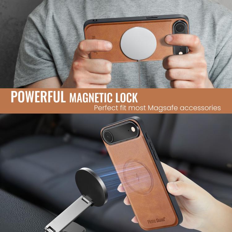 For iPhone Air Fierre Shann Cowhide Vertical Flip Magnetic Card Holder Phone Case