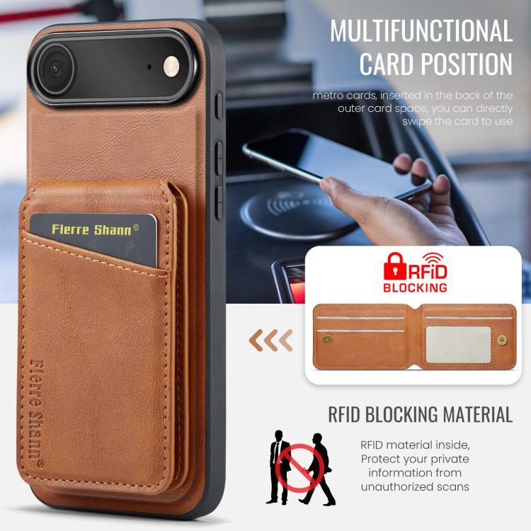 For iPhone Air Fierre Shann Cowhide Vertical Flip Magnetic Card Holder Phone Case