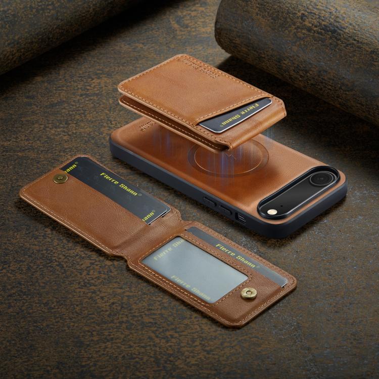For iPhone Air Fierre Shann Cowhide Vertical Flip Magnetic Card Holder Phone Case