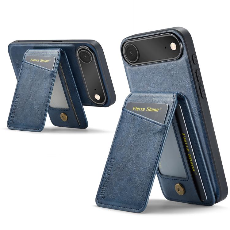 For iPhone Air Fierre Shann Cowhide Vertical Flip Magnetic Card Holder Phone Case