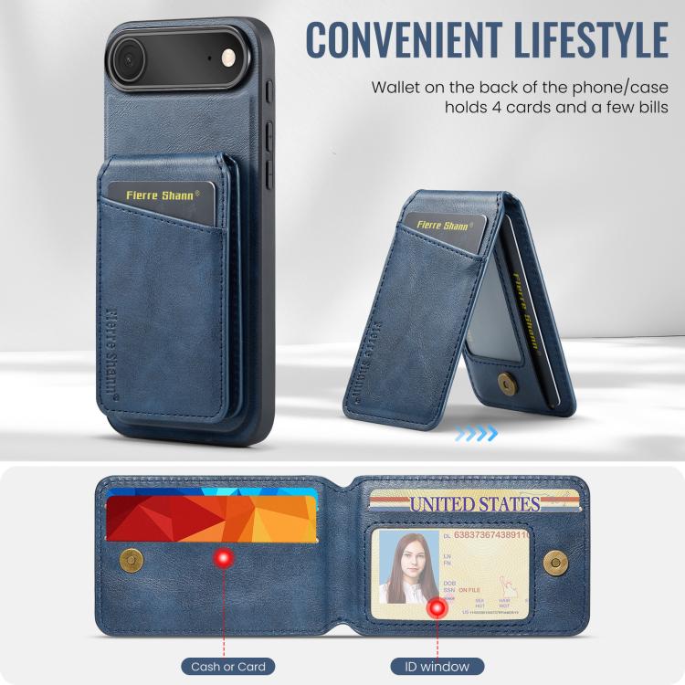 For iPhone Air Fierre Shann Cowhide Vertical Flip Magnetic Card Holder Phone Case