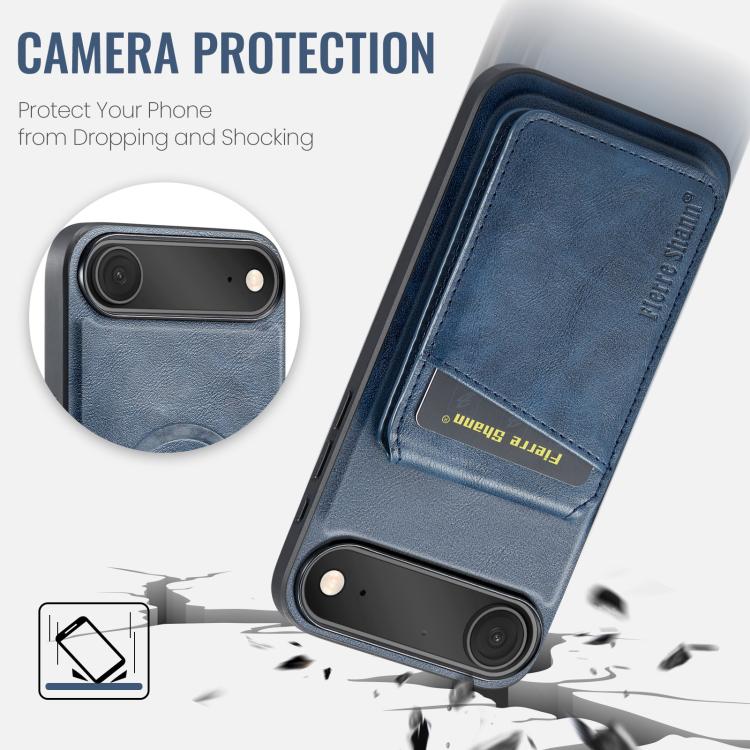 For iPhone Air Fierre Shann Cowhide Vertical Flip Magnetic Card Holder Phone Case