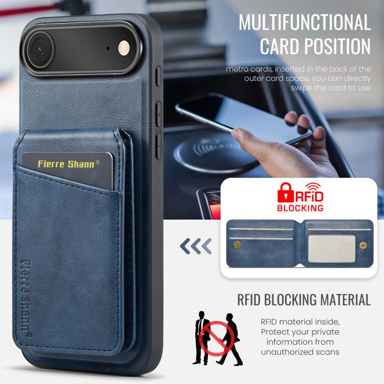 For iPhone Air Fierre Shann Cowhide Vertical Flip Magnetic Card Holder Phone Case