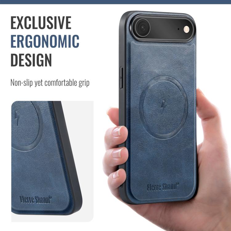 For iPhone Air Fierre Shann Cowhide Vertical Flip Magnetic Card Holder Phone Case