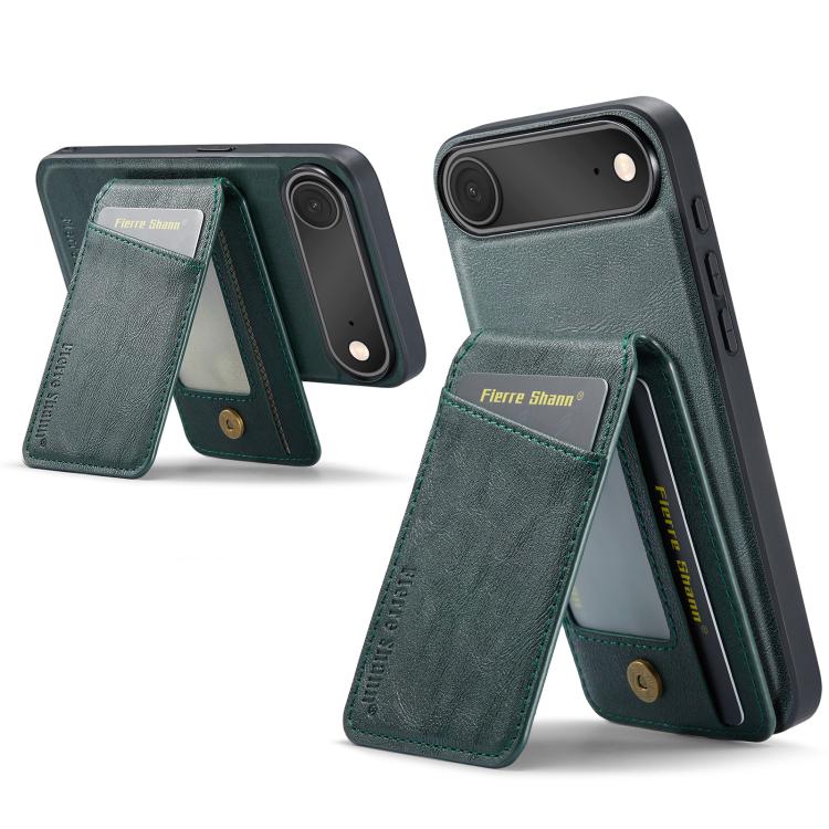 For iPhone Air Fierre Shann Cowhide Vertical Flip Magnetic Card Holder Phone Case