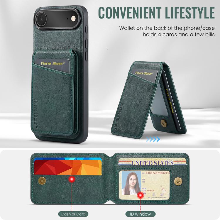 For iPhone Air Fierre Shann Cowhide Vertical Flip Magnetic Card Holder Phone Case