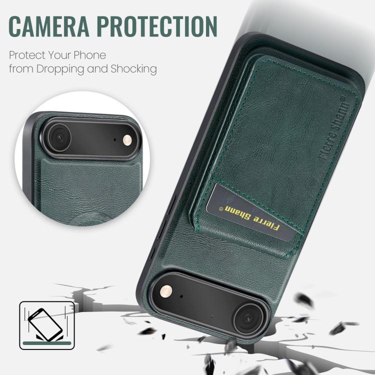 For iPhone Air Fierre Shann Cowhide Vertical Flip Magnetic Card Holder Phone Case