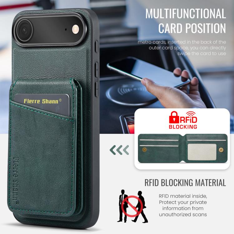 For iPhone Air Fierre Shann Cowhide Vertical Flip Magnetic Card Holder Phone Case