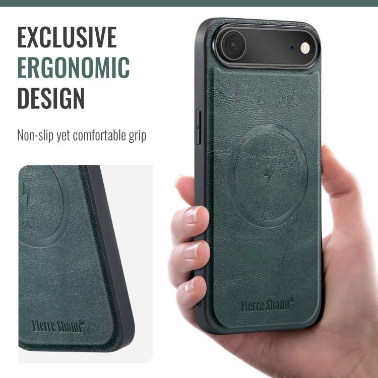 For iPhone Air Fierre Shann Cowhide Vertical Flip Magnetic Card Holder Phone Case
