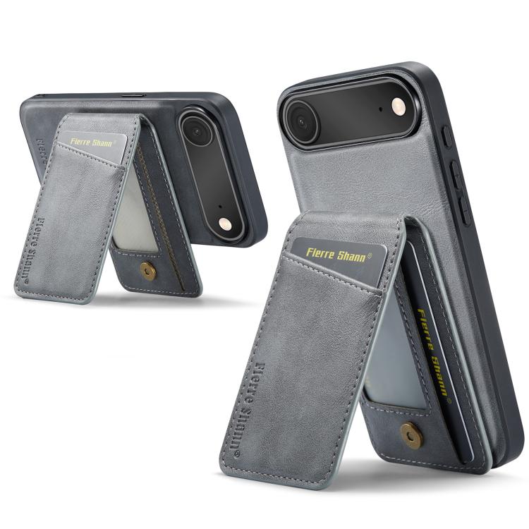 For iPhone Air Fierre Shann Cowhide Vertical Flip Magnetic Card Holder Phone Case