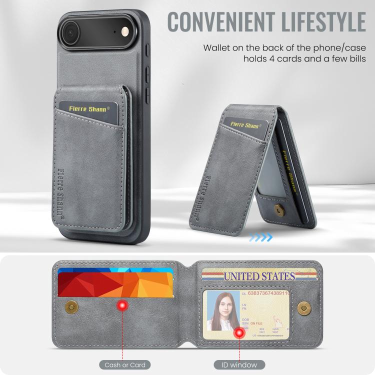 For iPhone Air Fierre Shann Cowhide Vertical Flip Magnetic Card Holder Phone Case