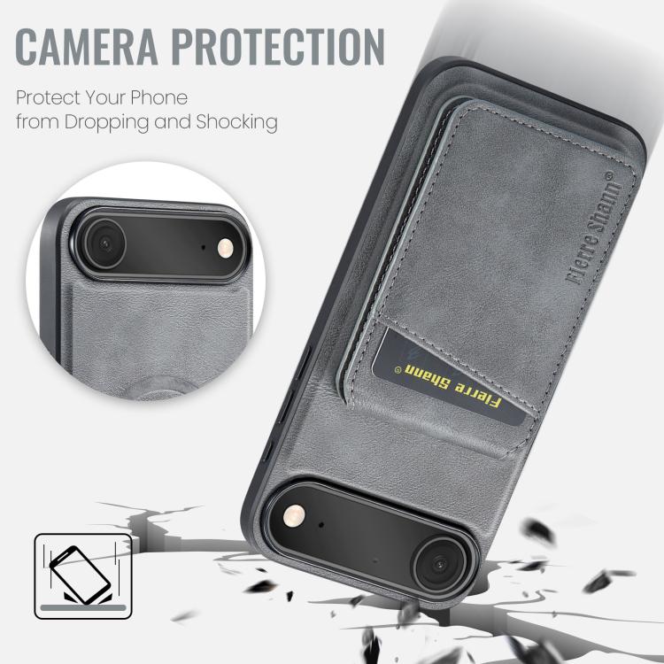For iPhone Air Fierre Shann Cowhide Vertical Flip Magnetic Card Holder Phone Case