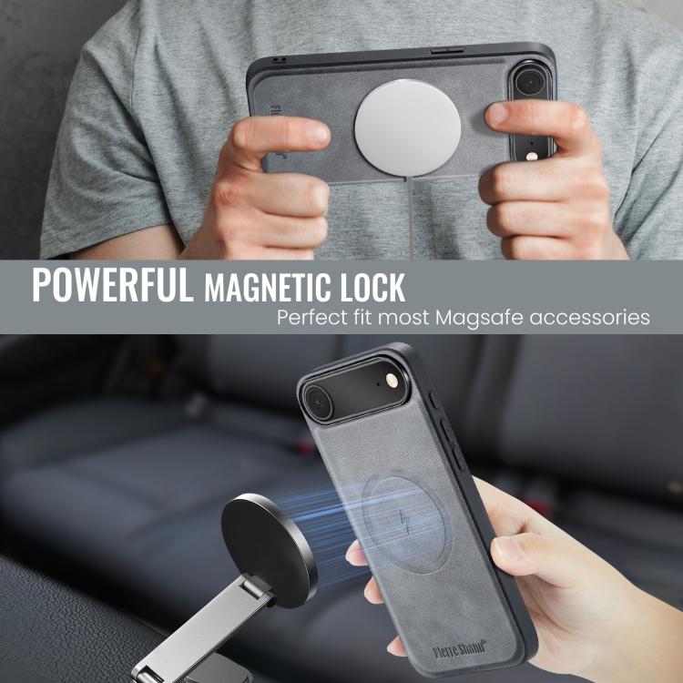 For iPhone Air Fierre Shann Cowhide Vertical Flip Magnetic Card Holder Phone Case