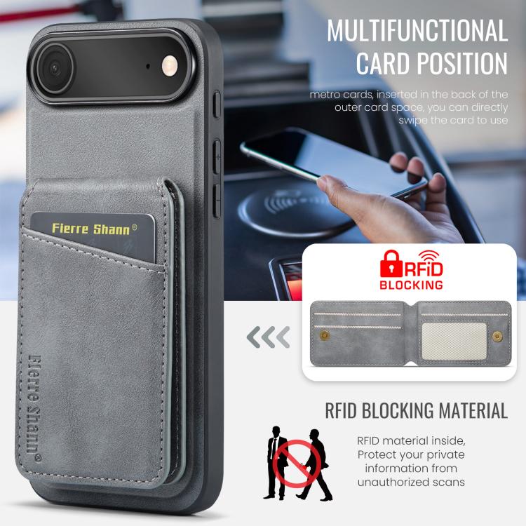 For iPhone Air Fierre Shann Cowhide Vertical Flip Magnetic Card Holder Phone Case