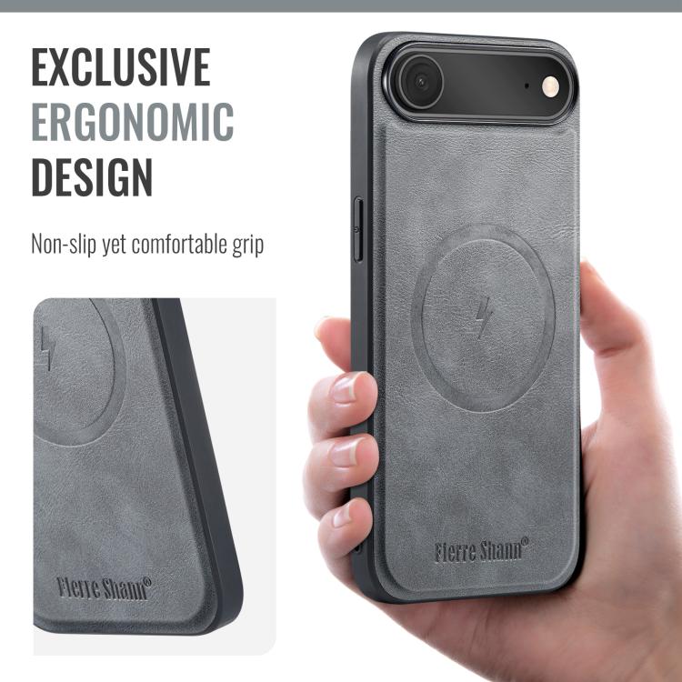 For iPhone Air Fierre Shann Cowhide Vertical Flip Magnetic Card Holder Phone Case