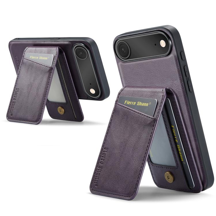 For iPhone Air Fierre Shann Cowhide Vertical Flip Magnetic Card Holder Phone Case