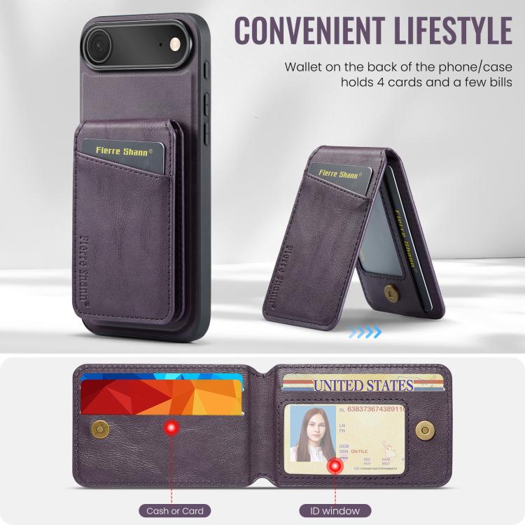For iPhone Air Fierre Shann Cowhide Vertical Flip Magnetic Card Holder Phone Case
